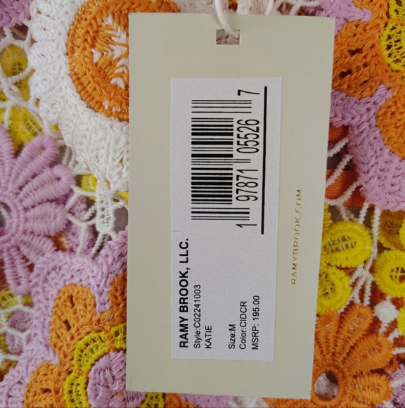 NWT Ramy Brook Katie Floral Embroidery Crochet Crop Top Size Medium $195 - Picture 7 of 7